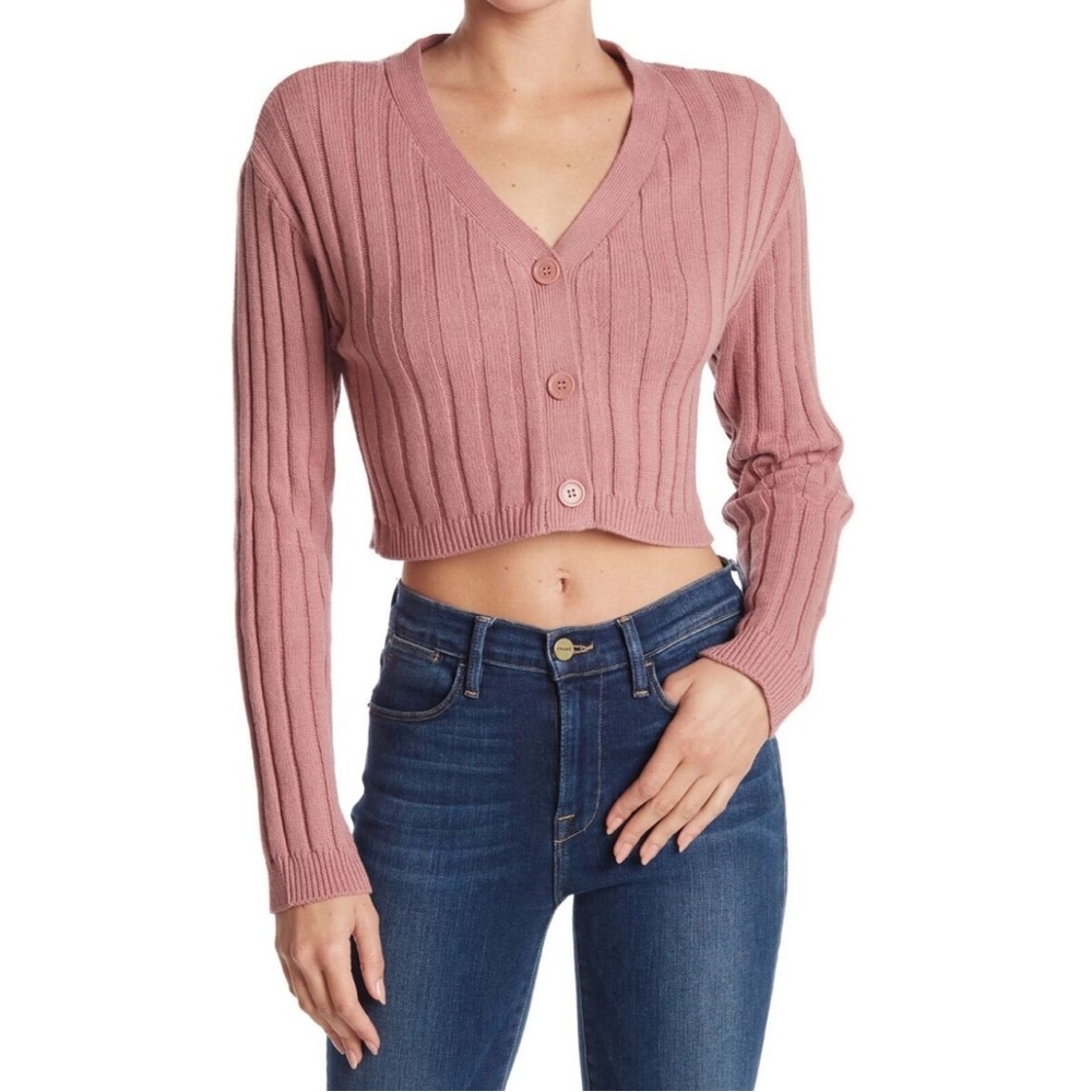 Pink cropped cardigan